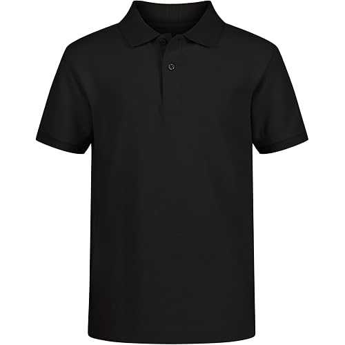 Nautica Boys' School Uniform Short Sleeve Polo Shirt, Button Closure, Comfortable & Soft Pique Fabric