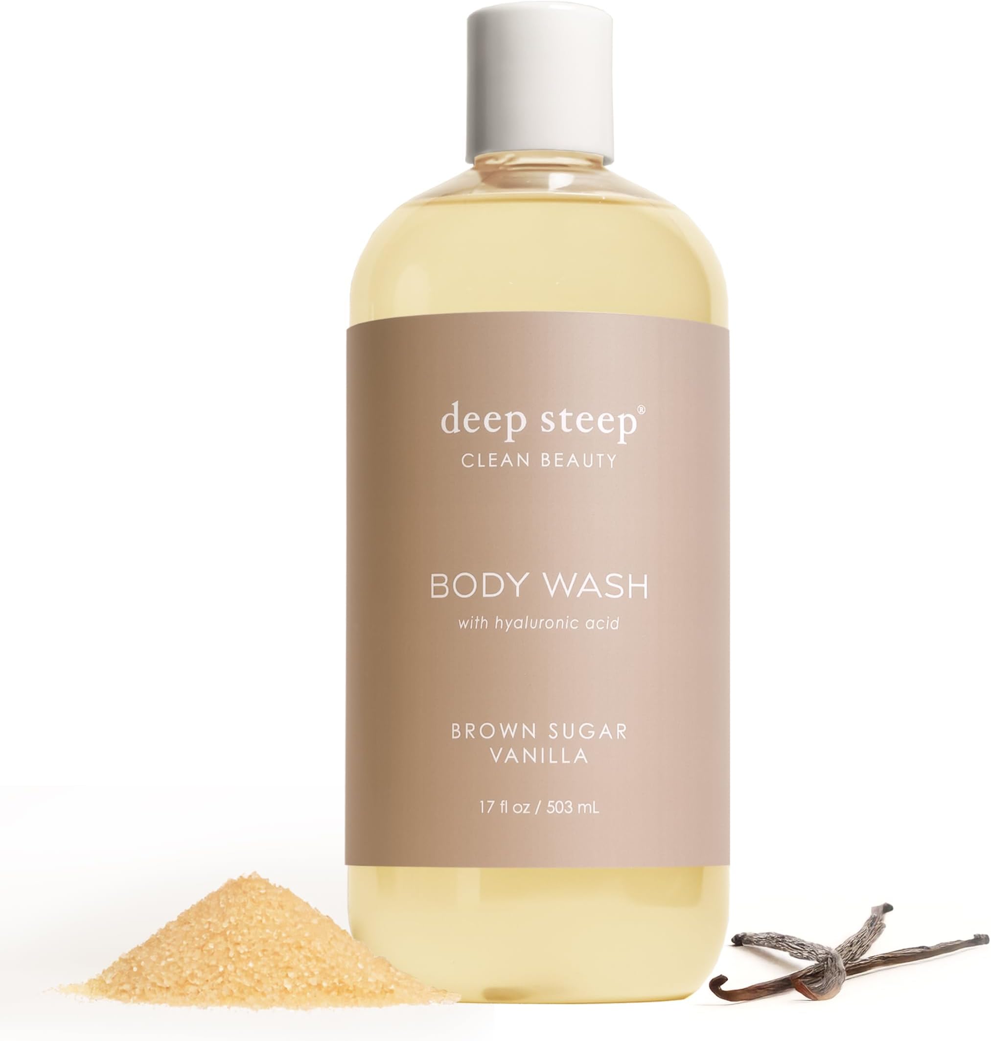 Deep Steep Body Wash with Hyaluronic Acid for Optimal Skin Hydration 17oz (Brown Sugar Vanilla)