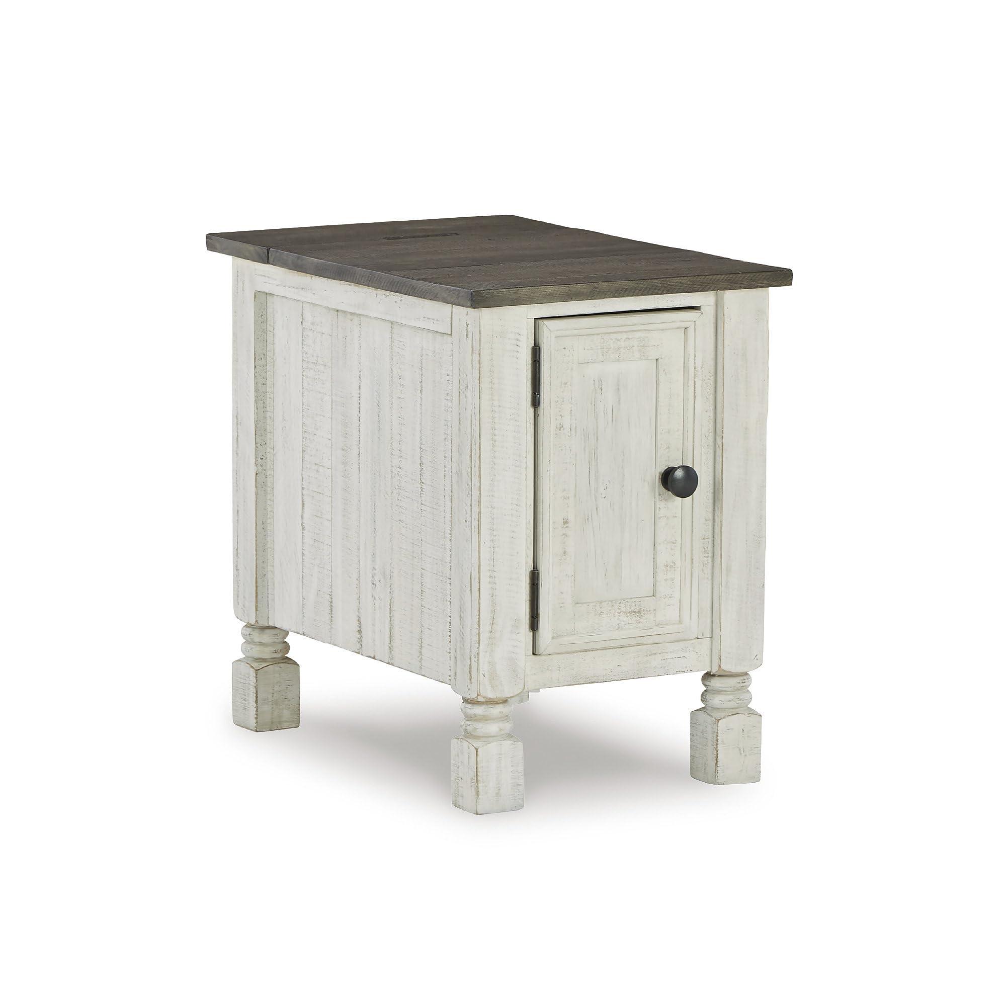 Signature Design by Ashley Havalance French Country Chair Side End Table, White & Gray