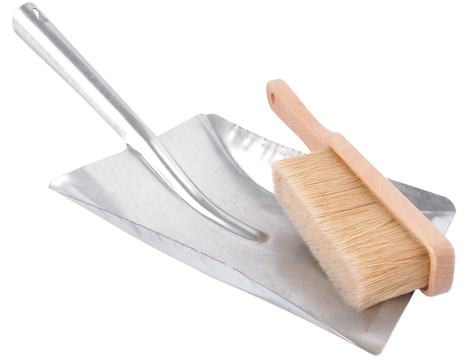 2 Stück Besen mit Kehrschaufel Set Handbesen Schaufel Kehrgarnitur Kehrblech und handfeger Metall Verzinkt Handfeger und Schaufel kaminbesen Robust