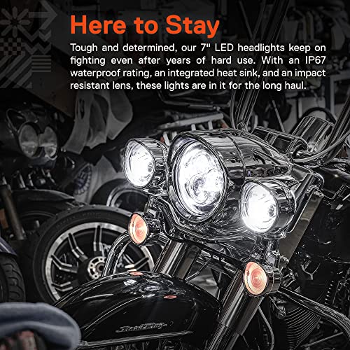 Online Led Store HDL1533 True Mods 7 Inch Led Headlight For Harley Davidson [Black-Finish] [4500 Lumen] [H4 Converters Plug And Play] [Built-In Can Bus] thumb #3