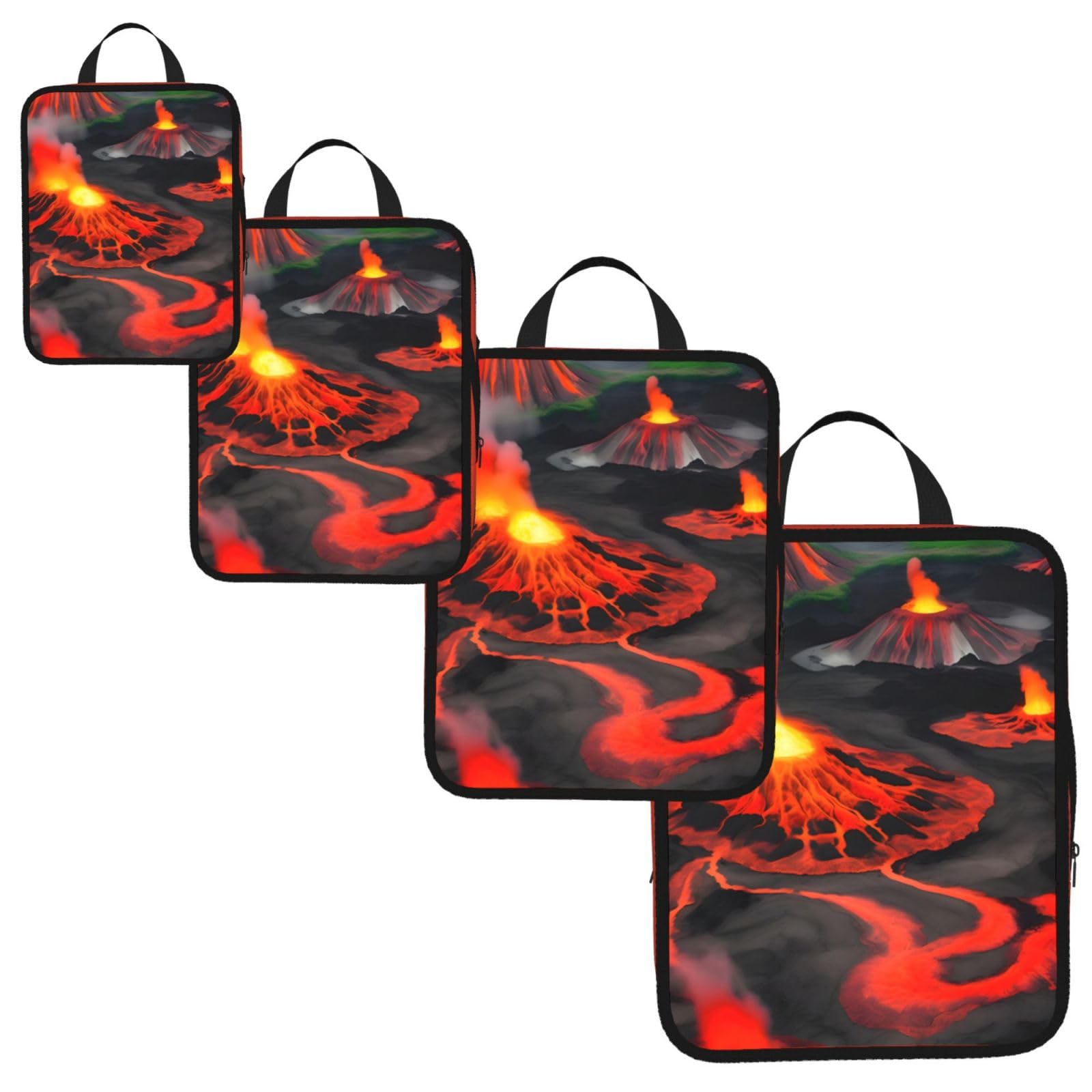 Kilauea Volcanos Print 4 Set Compression Packing Cubes for Suitcases,Expandable Storage Bag Organizers