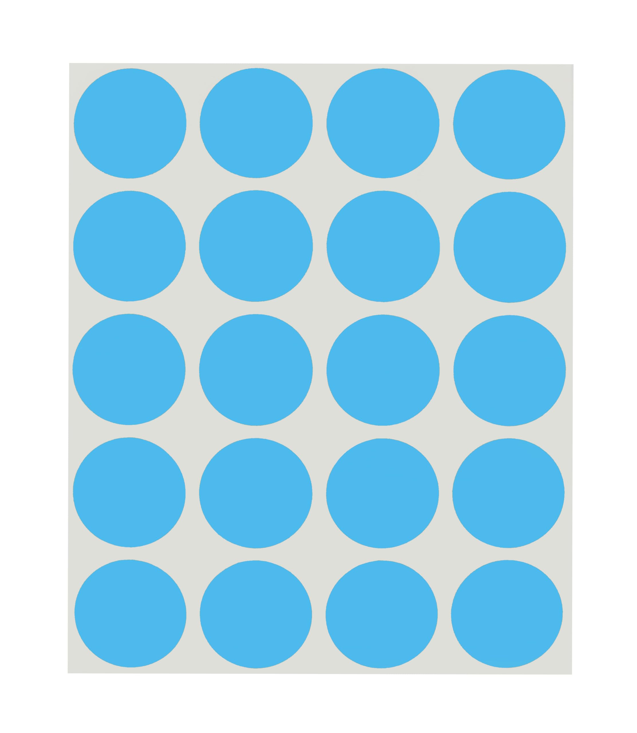 ChromaLabel 1 Inch Round Label Removable Color Code Dot Stickers, 1000 Pack, 20 Labels per Sheet, Light Blue