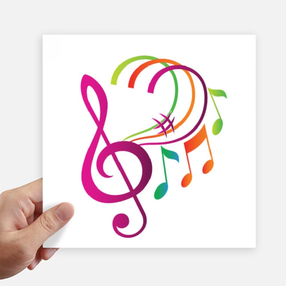 Autocollant musique notation orange rose 20cm x 20cm sticker motobike déco murale originale