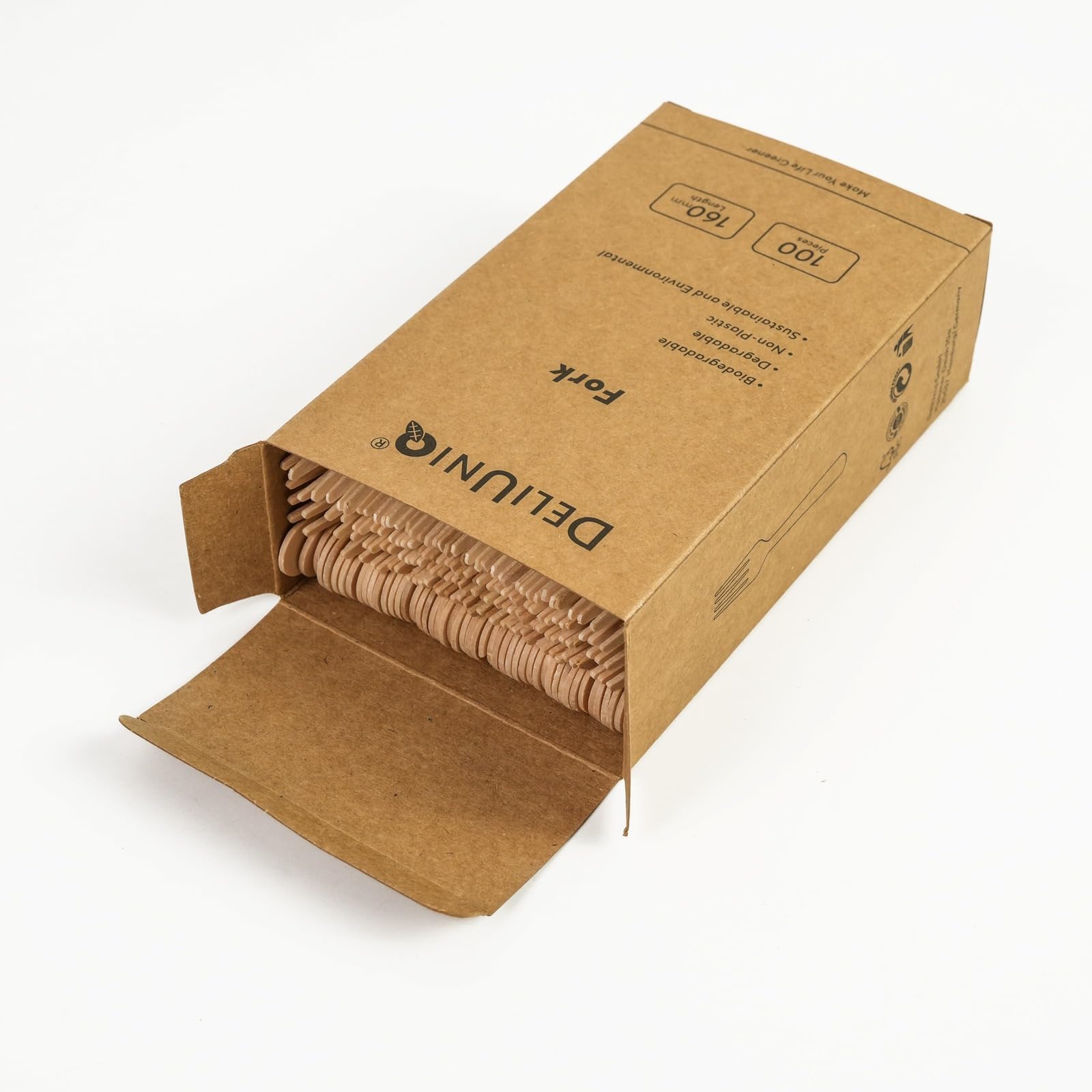 Einwegbesteck, 100 Holzmesser- umweltfreundliches nachhaltiges Besteck aus Birkenholz, Biologisch abbaubar, lebensmittelecht, Länge 165mm