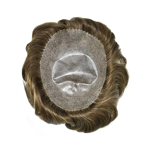 Miniatura 5 de Toupee para hombre pieza de pelo real pelo humano completo poli piel para hombre tupé sistema de pelo para hombres postizo para hombres PU protesis