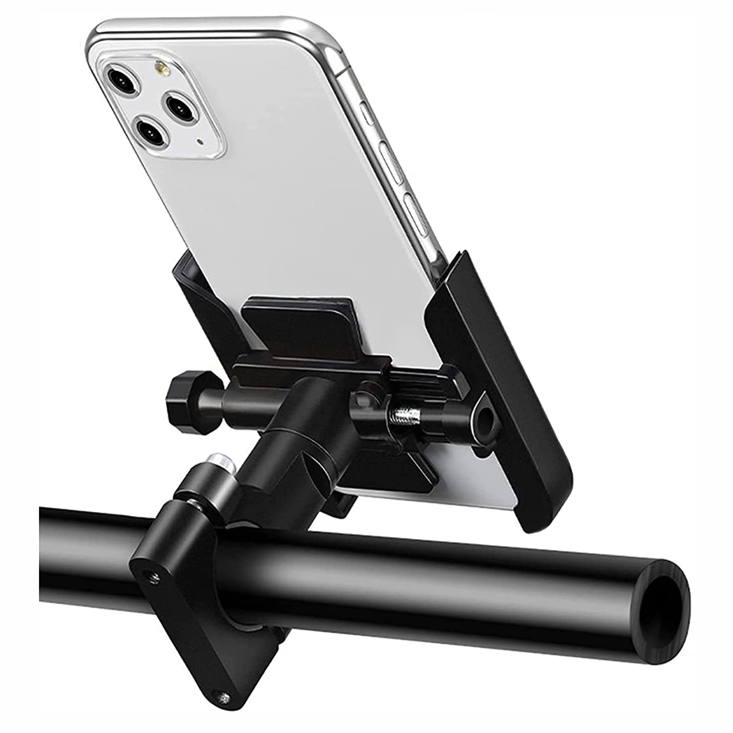 Miwings Motorcycle Mobile Mount Handlebar Mobile Holder Sturdy Aluminum Alloy 360° Rotating Bicycle Phone Mount for 4.0-7.0 Inch Smartphones Universal Bike Accessories (Black) (Handlebar Fitting)-image-7