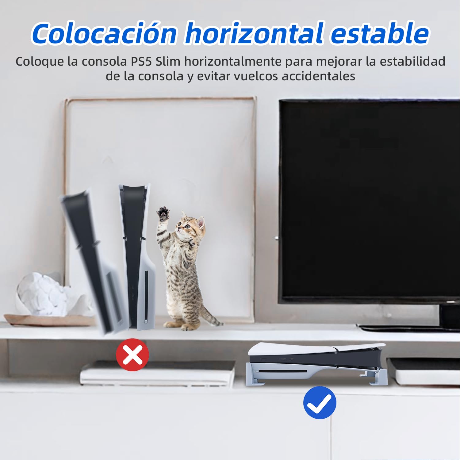 Mcbazel Soporte Horizontal Compatible con PS5 Slim/PS5 Pro DE/UHD Consola, Soporte de Base para PlayStation 5 Disco y Consola de Edición Digital