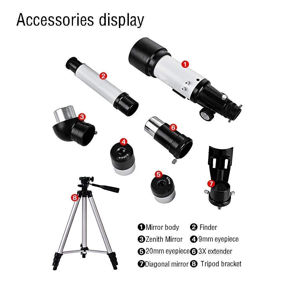 Telescopio astronomico per Bambini Adulti Principianti, telescopio rifrattore, telescopio da Viaggio Portatile con treppiede Regolabile e Supporto per Smartphone, Borsa per Il Trasporto