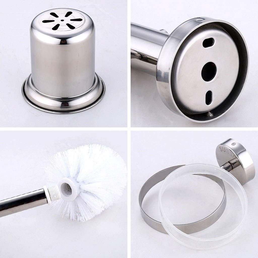 BKEKM Escobilla Inodoro Escobilla de Inodoro de Acero Inoxidable Montaje en Pared Escobilla de Inodoro de Mango Largo y Soporte para Cepillo de Limpieza de Inodoro de baño Moda