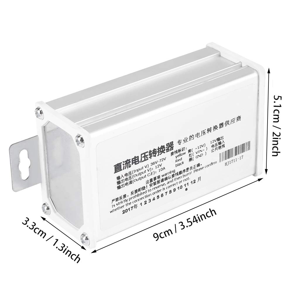 DC DC Wandler 72V auf 12V 10A 120W, Spannungswandler 36V-72V zu 12V Automobil, Spannungsreduzierer für Elektroauto, Golf Cart, E-Scooter