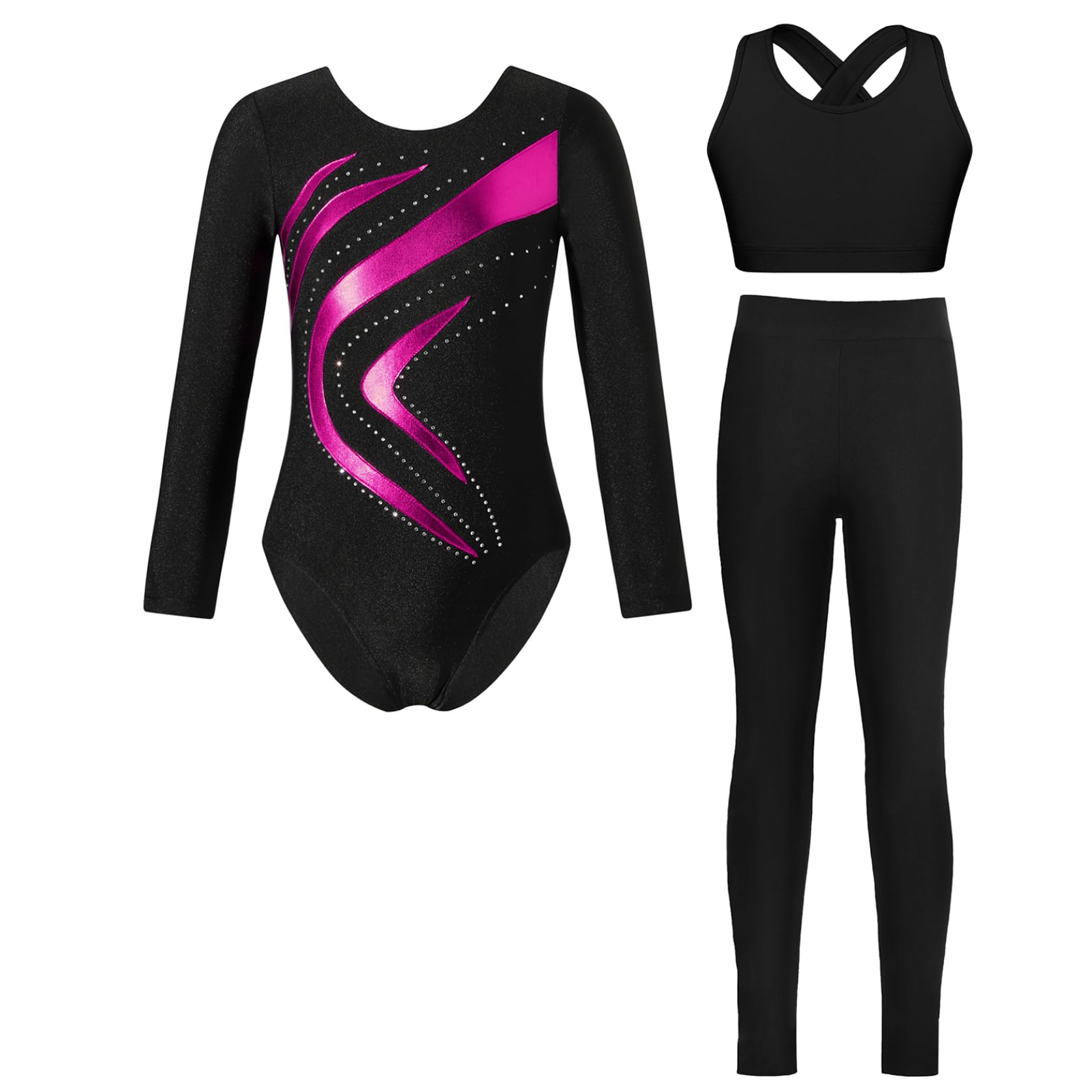 Corps ballet pour danse classique avec legging et chemisette ensemble de gym - 8