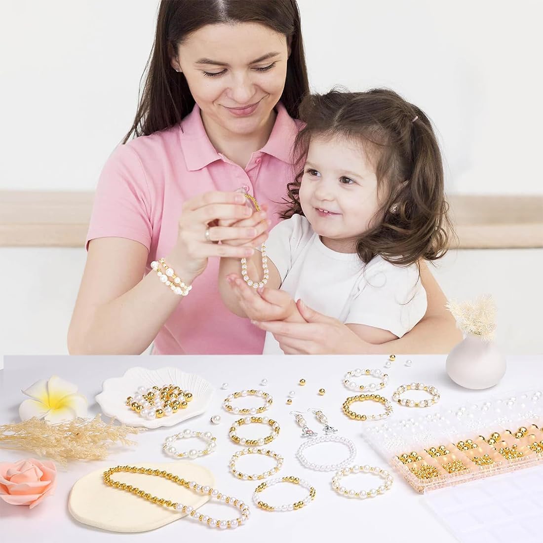 1100 pezzi Perline Oro Dorate Ottone Placcato Oro, Placcatura Resistente, per Kit Creazione Orecchini Bracciale Fai da Te, Feste, Vacanze