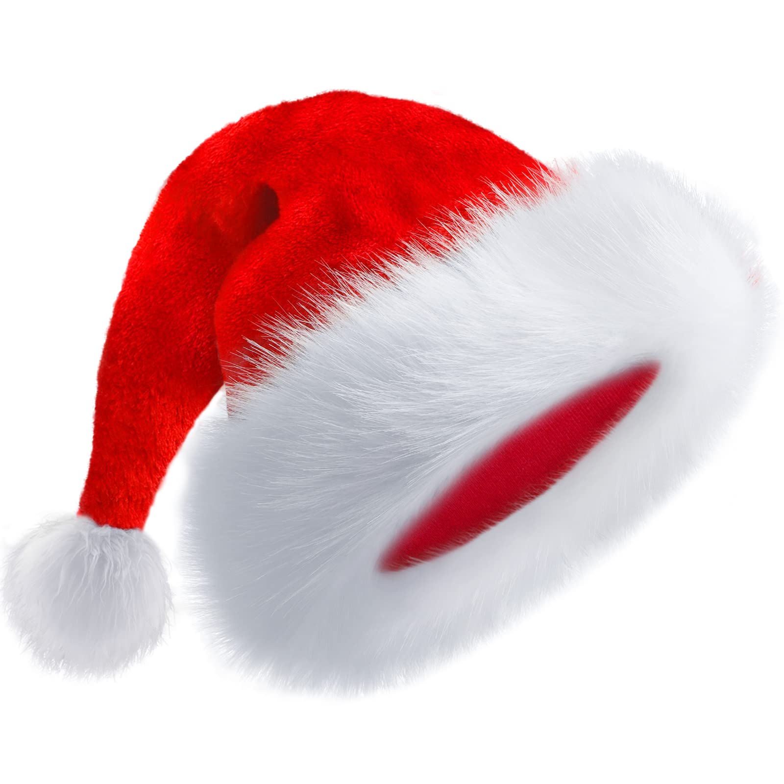 Santa Hat for Adults Christmas Hat Unisex Double Layer Thicken Velvet Comfy Holiday Xmas Hat for New Year Festive Party