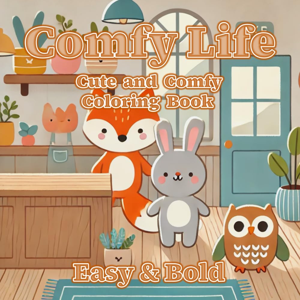 Comfy Life: Cute and Comfy Coloring Book Featuring Hygge Scenes with Adorable Animal Characters for Stress Relief and Relaxation.