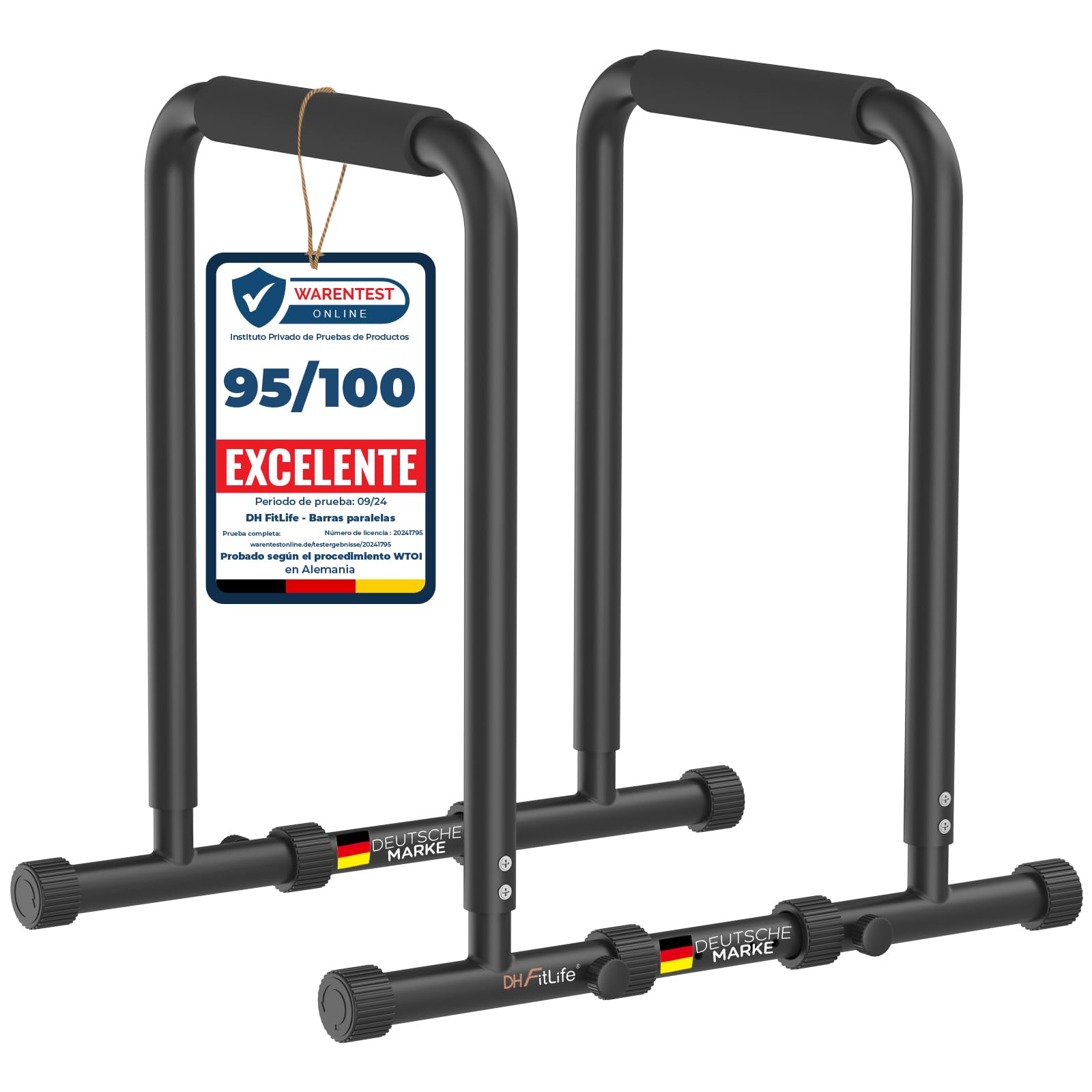 DH FitLife - Barras Paralelas para Calistenia en Casa | Robusta, Estable y Versátil | Dip Station Ajustable en Tres Alturas (80/90/100 cm) | Ideal para Fondos, Flexiones y Entrenamiento de Fuerza