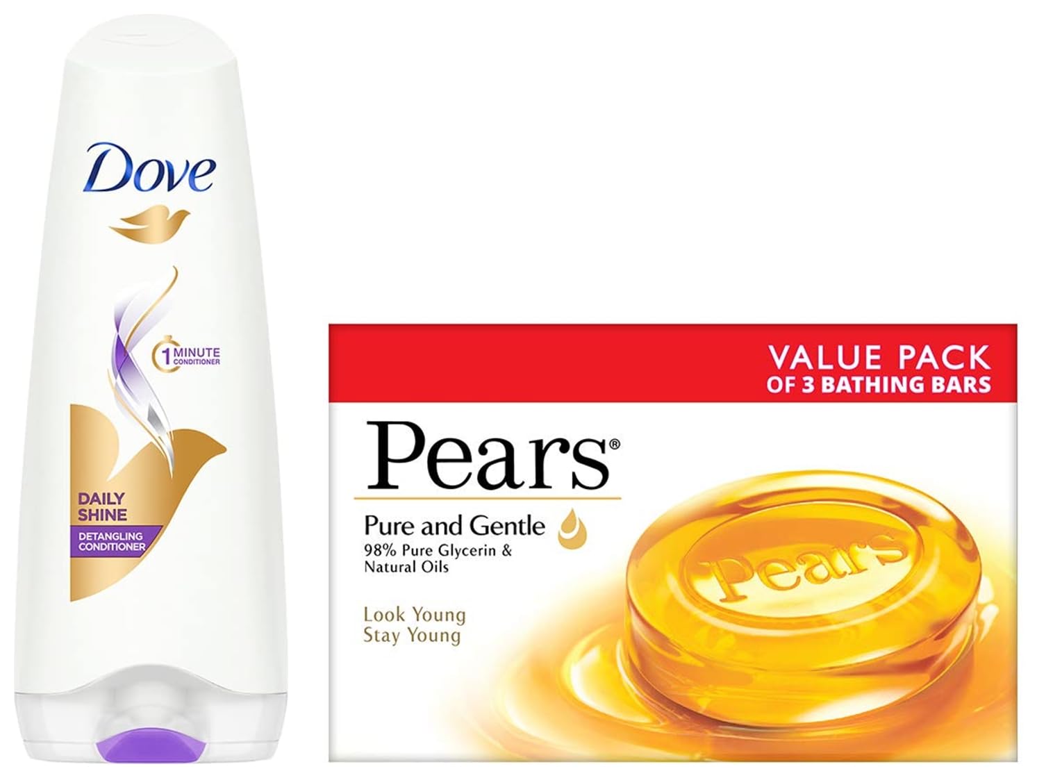 Buy Pears Pure And Gentle Soap Bar, 125g (Pack Of 3) & Dove Daily Shine