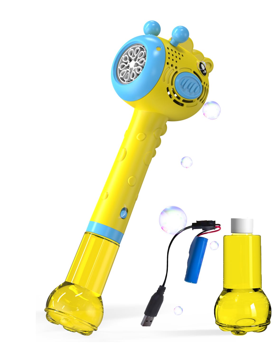 PHNIXGAM Kids Bubble Machine with Rechargeable Battery, Children's Hand-held Bubble Machine Wand, Portable Birthday Festivals Toy Gifts, for Toddlers Ages 3 + Boys Girls