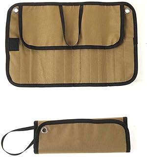 Bolsa portátil de almacenamiento para cubiertos, bolsa de almacenamiento Oxford para cuchara, tenedor, palillos, camping, cubiertos (marrón)