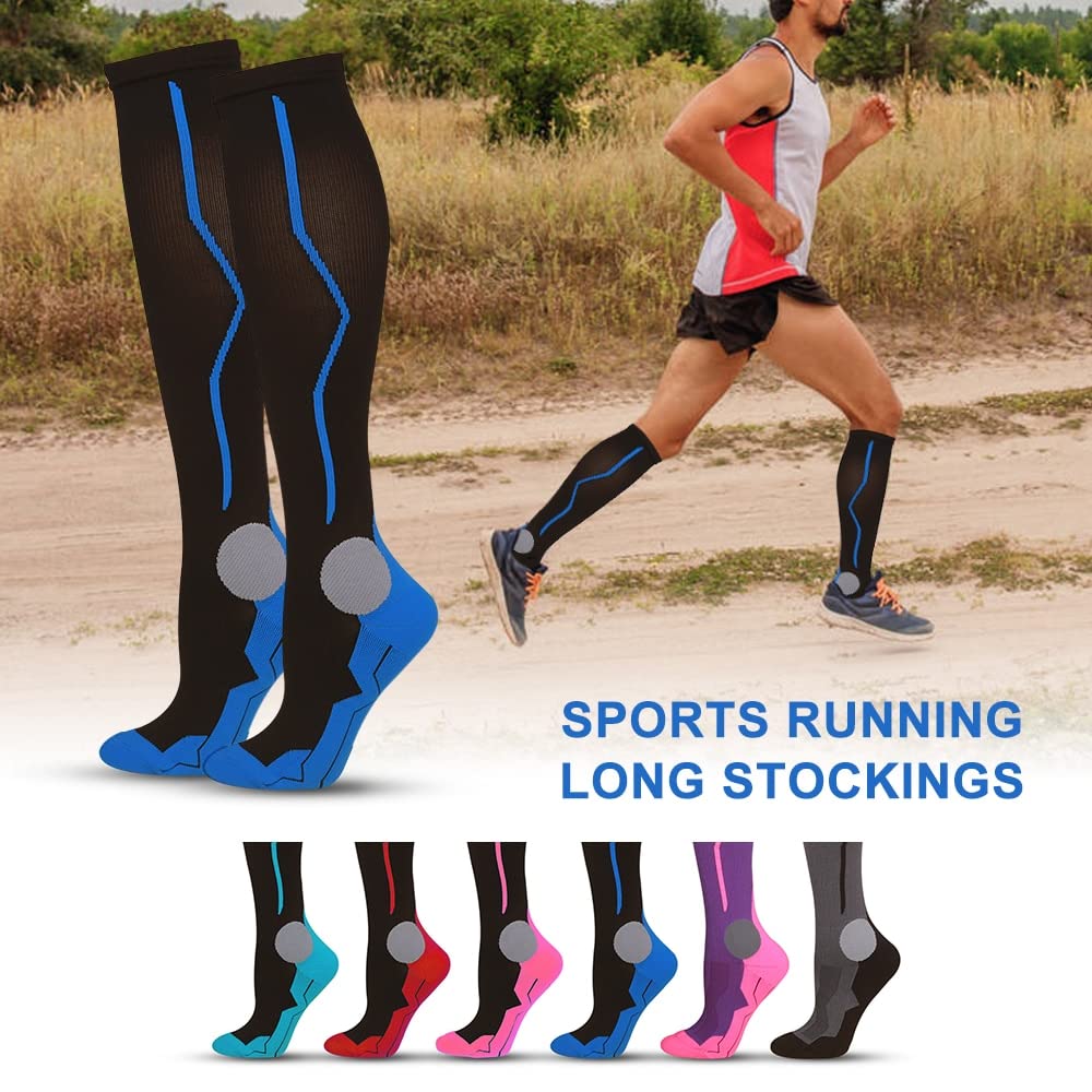 Calcetines de ciclismo 3 pares de deportes deportes Corrientes largos de fútbol de fútbol calcetines de la pierna Compresión de la pierna Estiramiento de las medias de la compresión atlética Calcetine