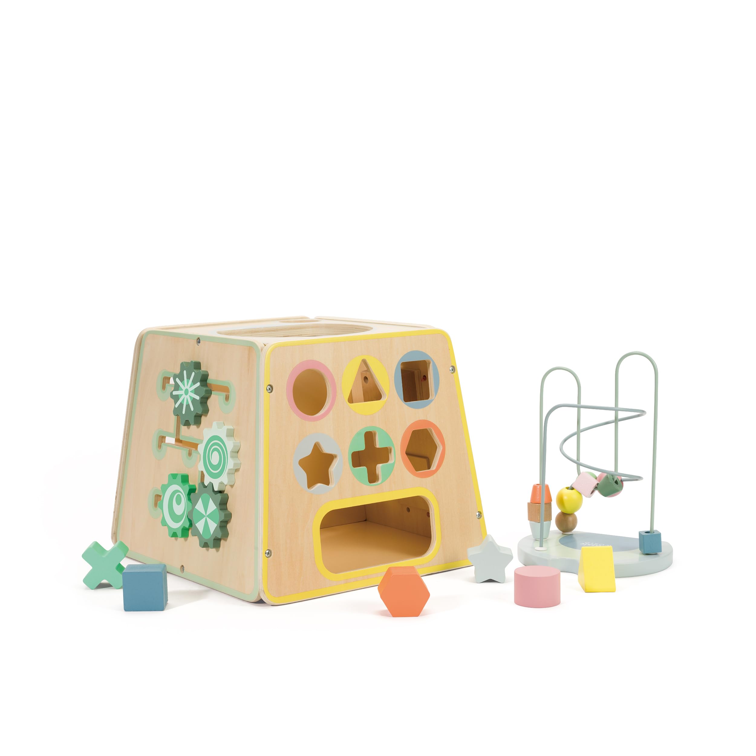Classic World Cubo motorio Arty in Legno Multifunzione Giocattolo educativo per Bambini Cinque Lati