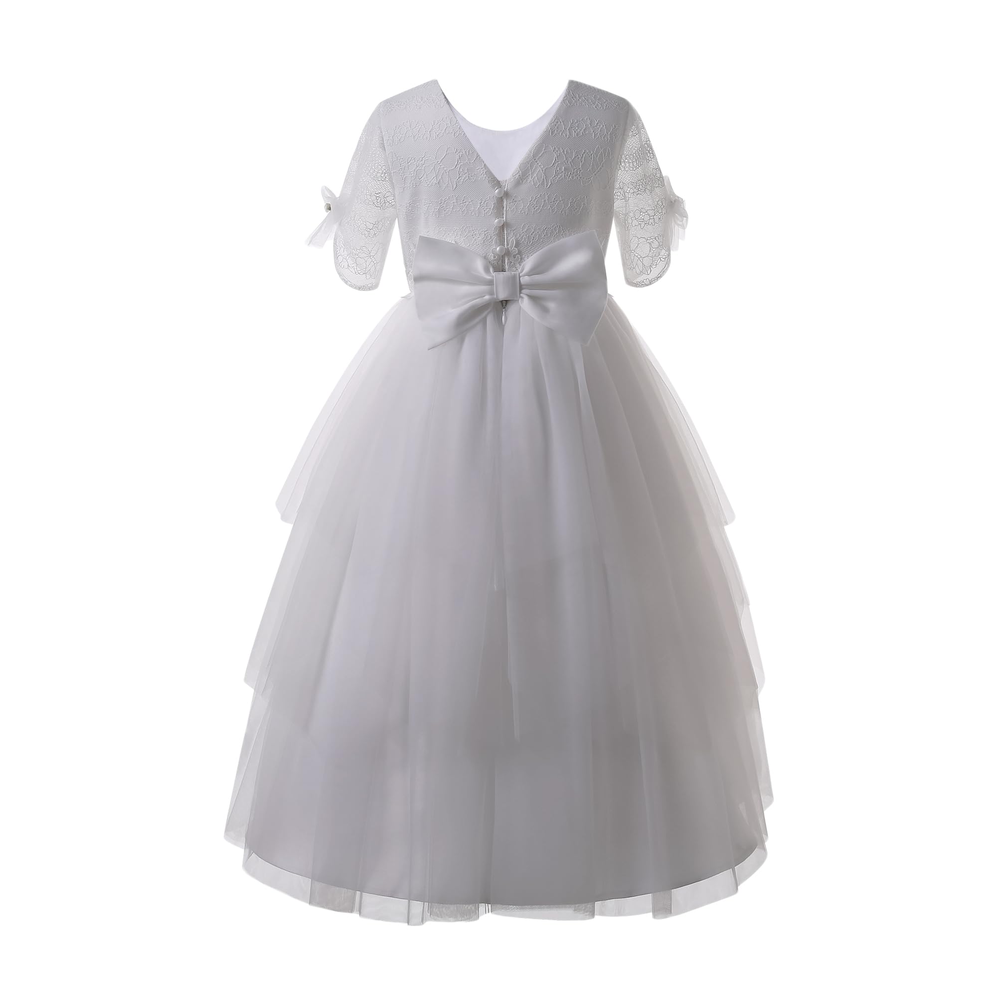 Niñas Primera Comunión Blanco Flor Ropa Niña Elegante Boda Novia Pageant Prom Princesa Vestidos