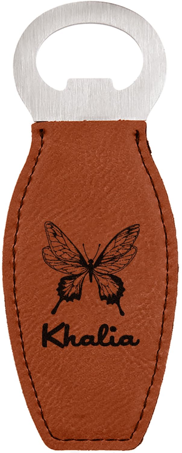Personalized Butterflies Leatherette Bottle Opener