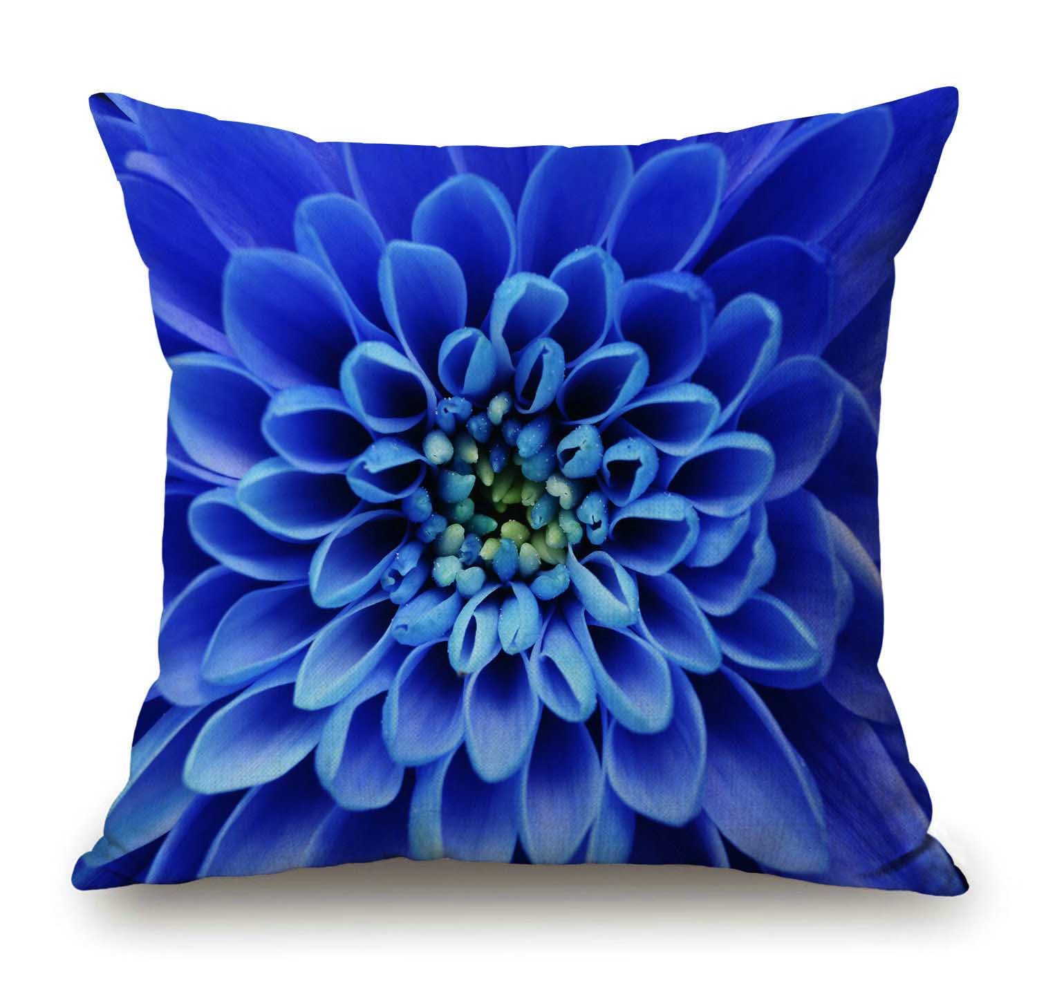 Amazon.co.jp: ブルーフラワーデコレーション クッションカバー 18 x