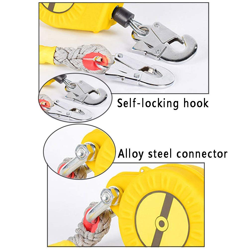 Antichute a Rappel Automatique, Longe Élastique Anti-Chute pour Industrie, Corde de Sécurité Rétractable - pour Échafaudage et Travaux Aériens, 5m/7m/10m/15m/20m/30m7m