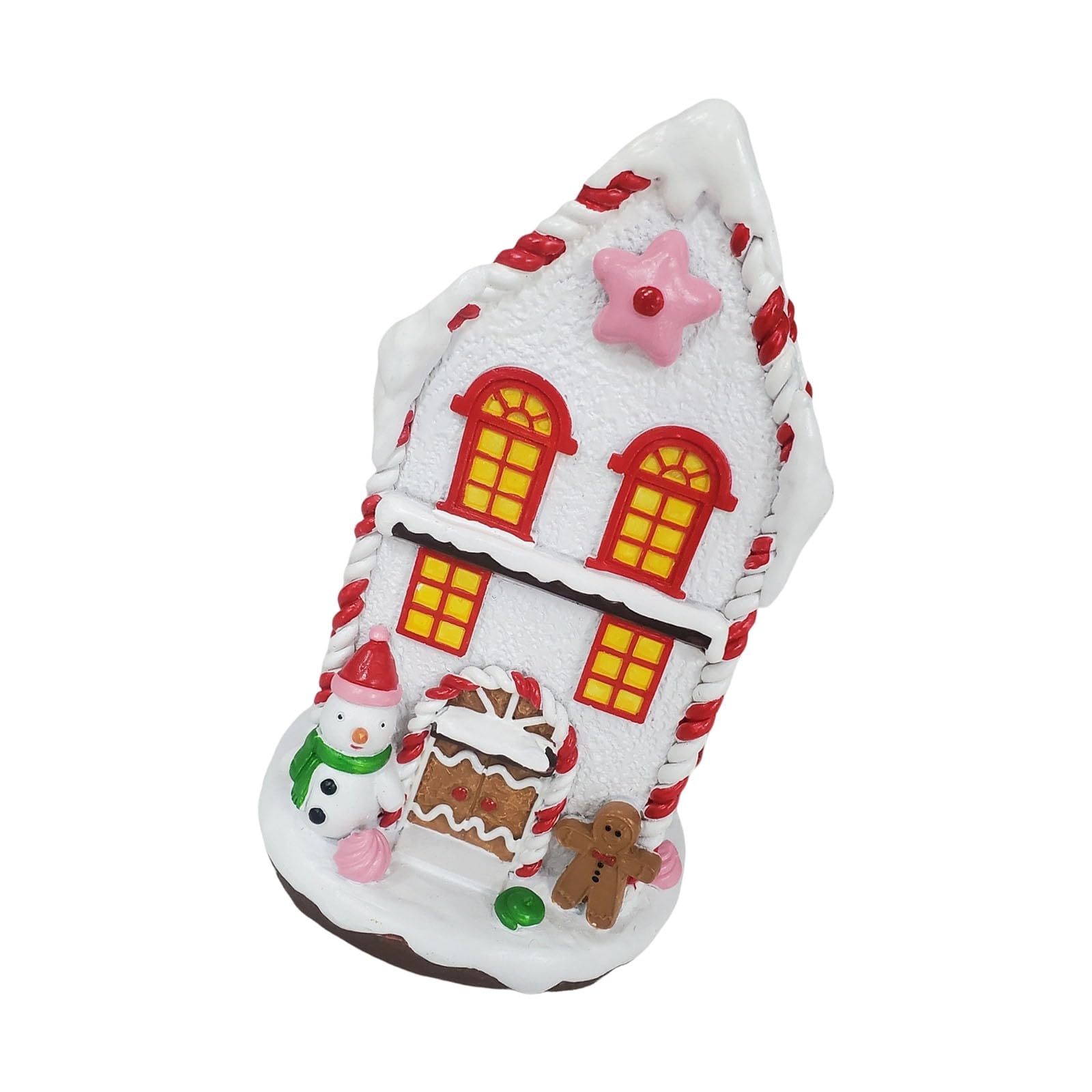 our fave Lighted Up Miniature Christmas Cottage Resin Sculpture Ornament Battery Operated Illuminated Cabin Holiday Decoration Holiday Resin House Ornament