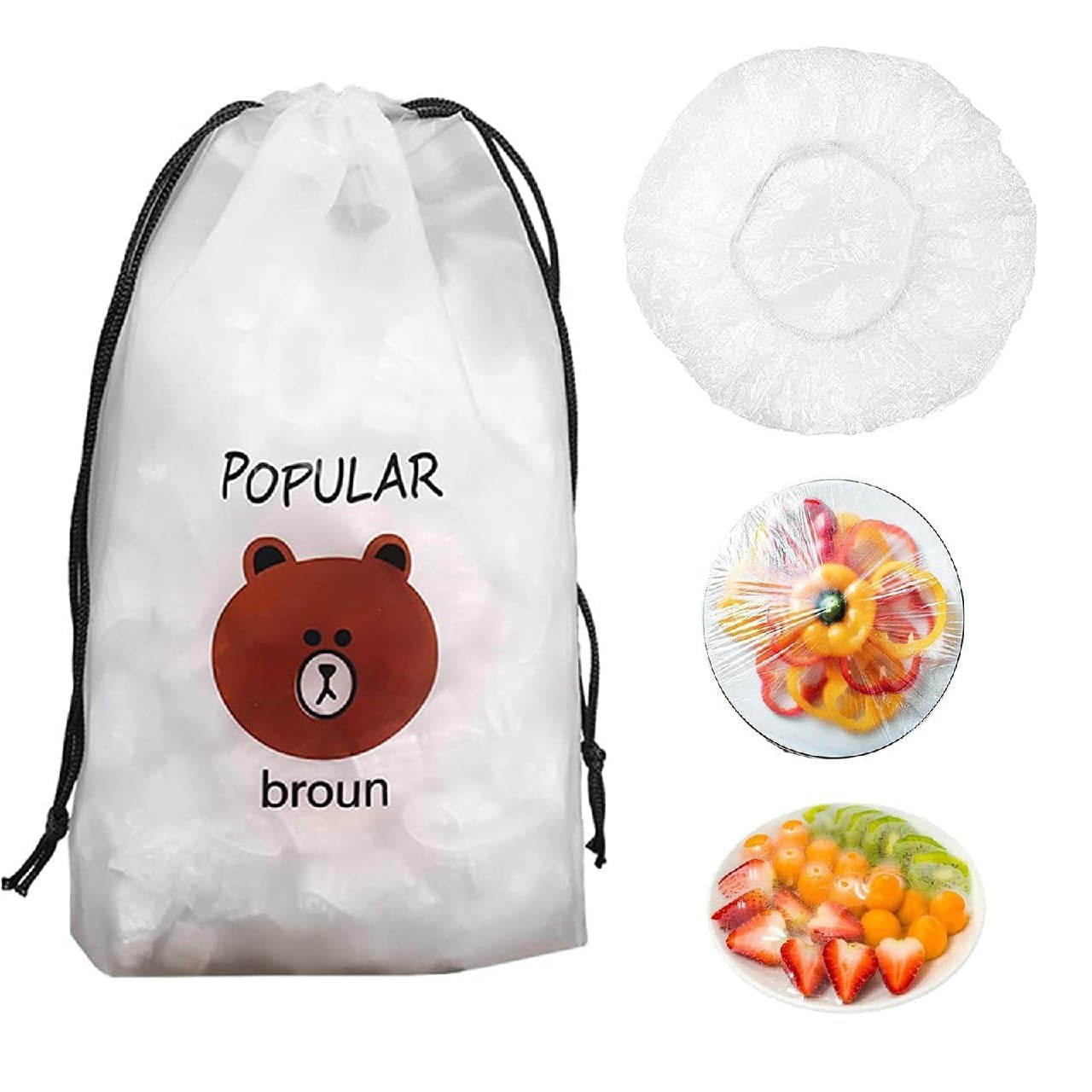 Reusable Elastic Food Cover Set with Drawstring Storage Pouch – Stretchable Disposable Bowl Wraps for Plates, Fruits, Leftovers, Picnic, Refrigerator Use(100pcs)-image-30