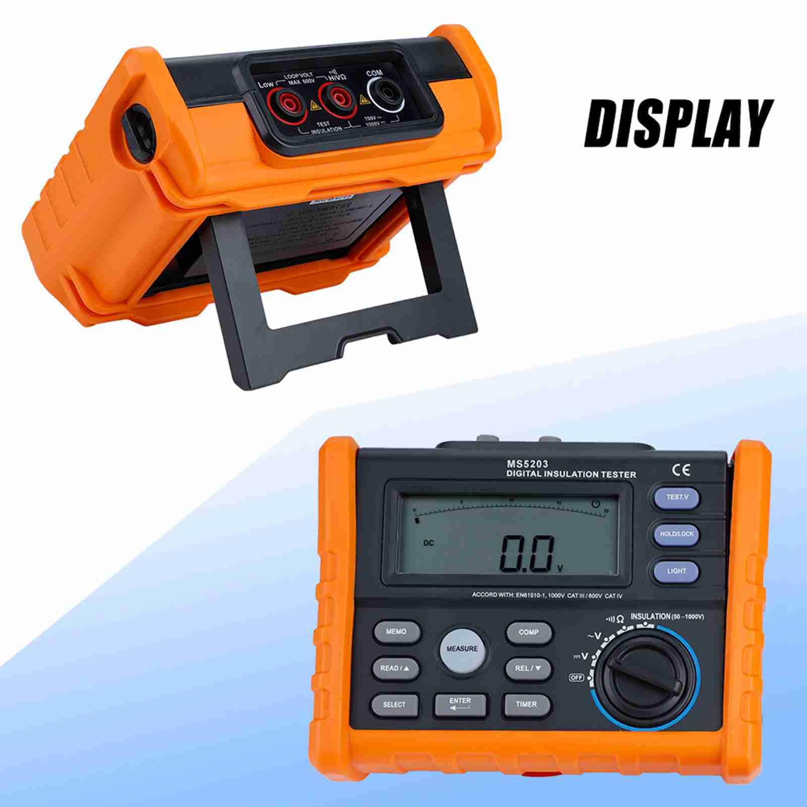 Digital Megohmmeter PM5203, Isolationswiderstandstester 50-1000V mit Analog-Display, Automatische PI/DAR-Berechnung, für Wartung von Motoren & Transformatoren (Elektriker/Servicetechniker)