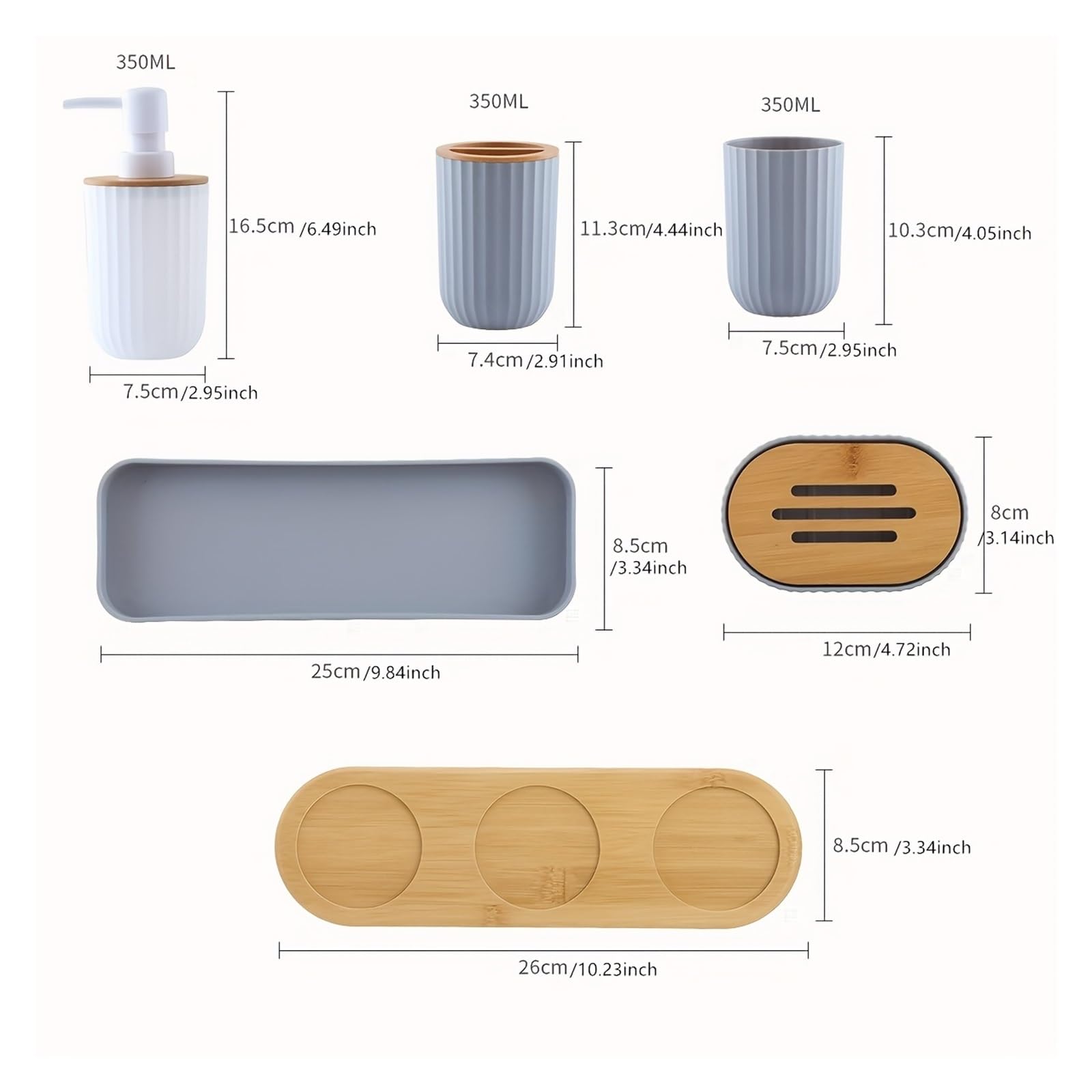 Set Dispensador Jabon Baño Juego de accesorios de baño, dispensador de jabón, botella, plato, soporte for cepillo de dientes, taza, estante for loción, soporte for cepillo de dientes, 1 juego(White)