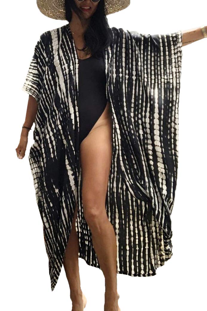L-Peach Cárdigan Largo Caftán Kimono para Mujer Bohemio Ropa de Salón Vestido de Playa de Gran Tamaño
