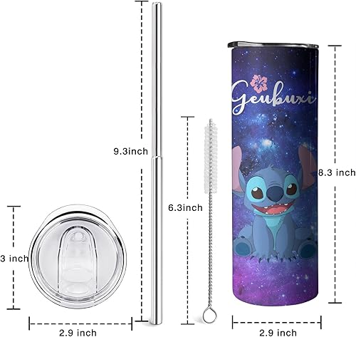 Miniatura 5 de Divertida botella de agua de dibujos animados para adultos, taza de acero inoxidable para niños con popote y tapa, taza térmica de 20 onzas, regalo