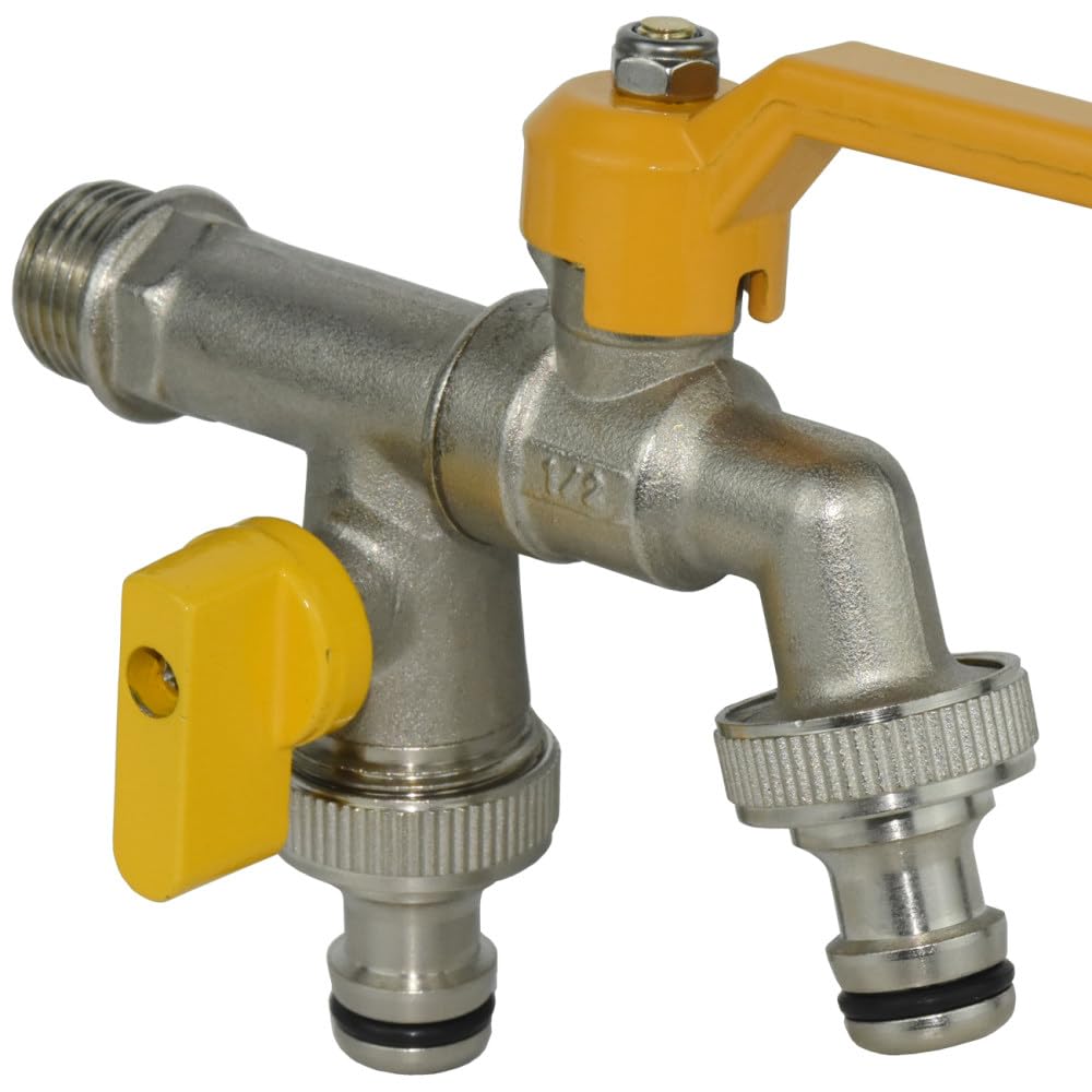 Adaptador de Grifo de Manguera de jardín Conector de Tanque de Agua de 1/2 '' Válvula de Bola de Repuesto de Junta de Grifo de latón de riego bidireccional de 1 vía,B,1PCS