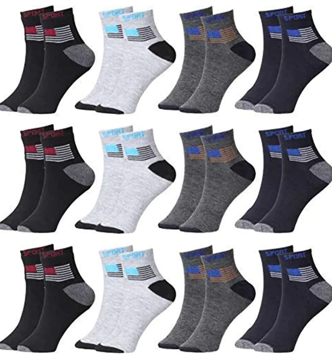 DOLLIT Premium Men's and Women's cotton Ankle Socks/sport Socks Free Size, Multicolor