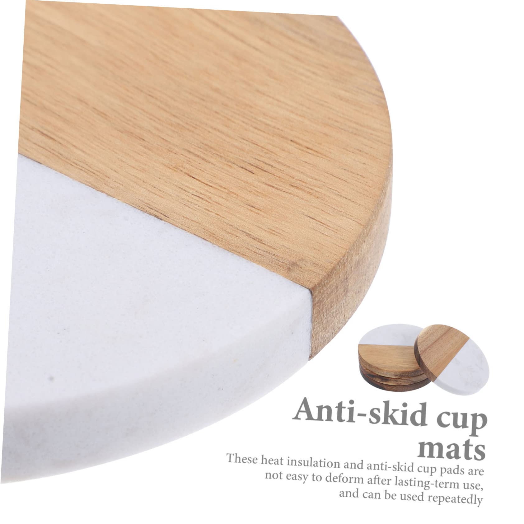 Posavasos de Mármol y Madera 4 Piezas Aislamiento Térmico | Protección para Mesa, Uso Diario y Oficina, Diseño Único y Estilizado, Formato Práctico para Tazas