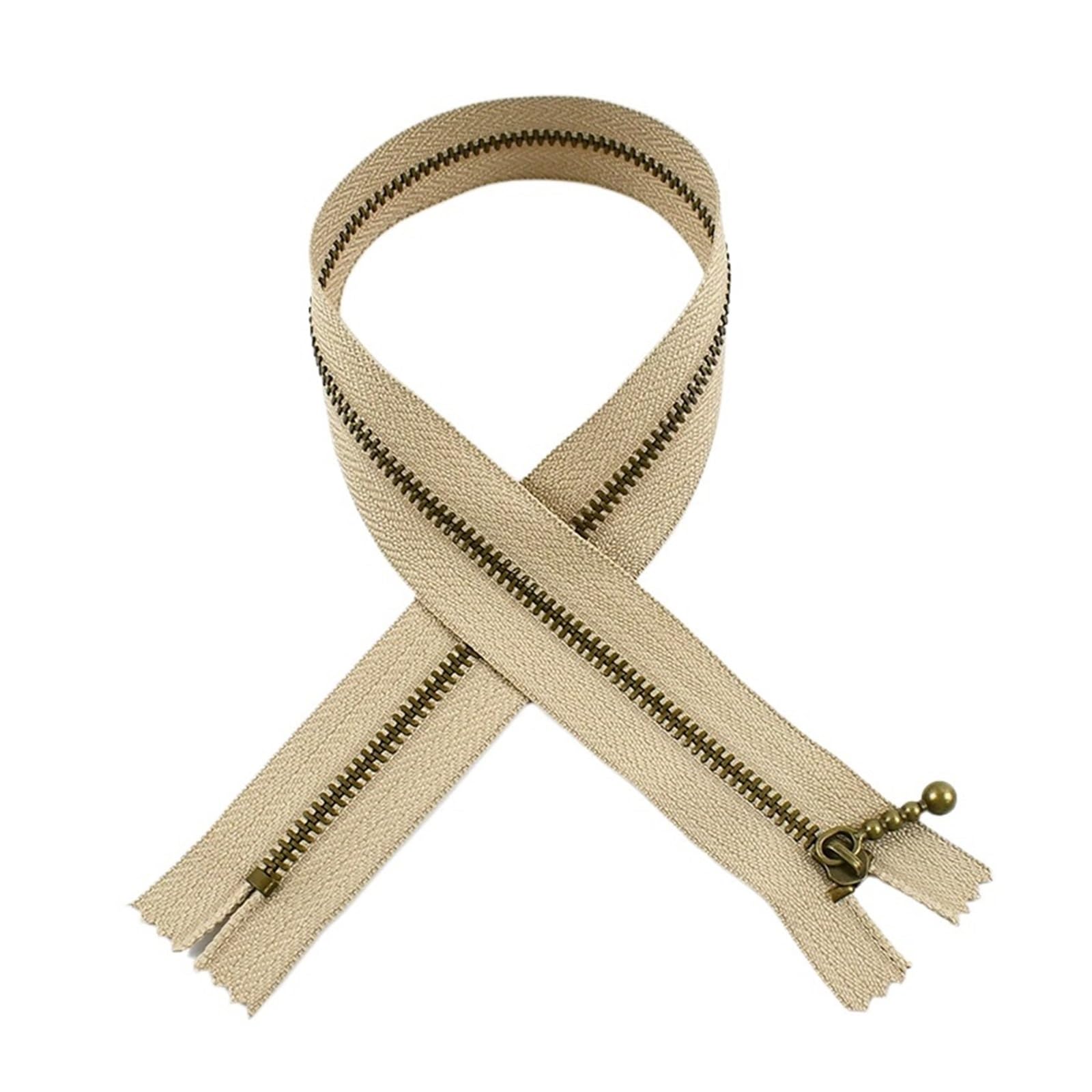 5 Stück 3# Auto-Lock | 5 Stück 3# geschlossener Metallreißverschluss for Taschen, Kleidung(A4-15-KhakixBronze,25cmNo3)