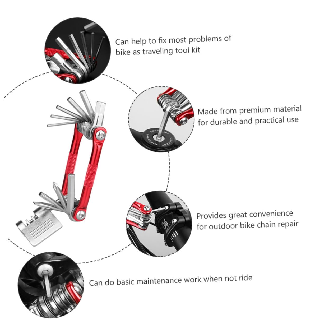 Abaodam 1Pc Portable Multi Function Bike Repair Tool Kit for Emergency Maintenance Durable Compact for Mountain Road and Folding Bikes