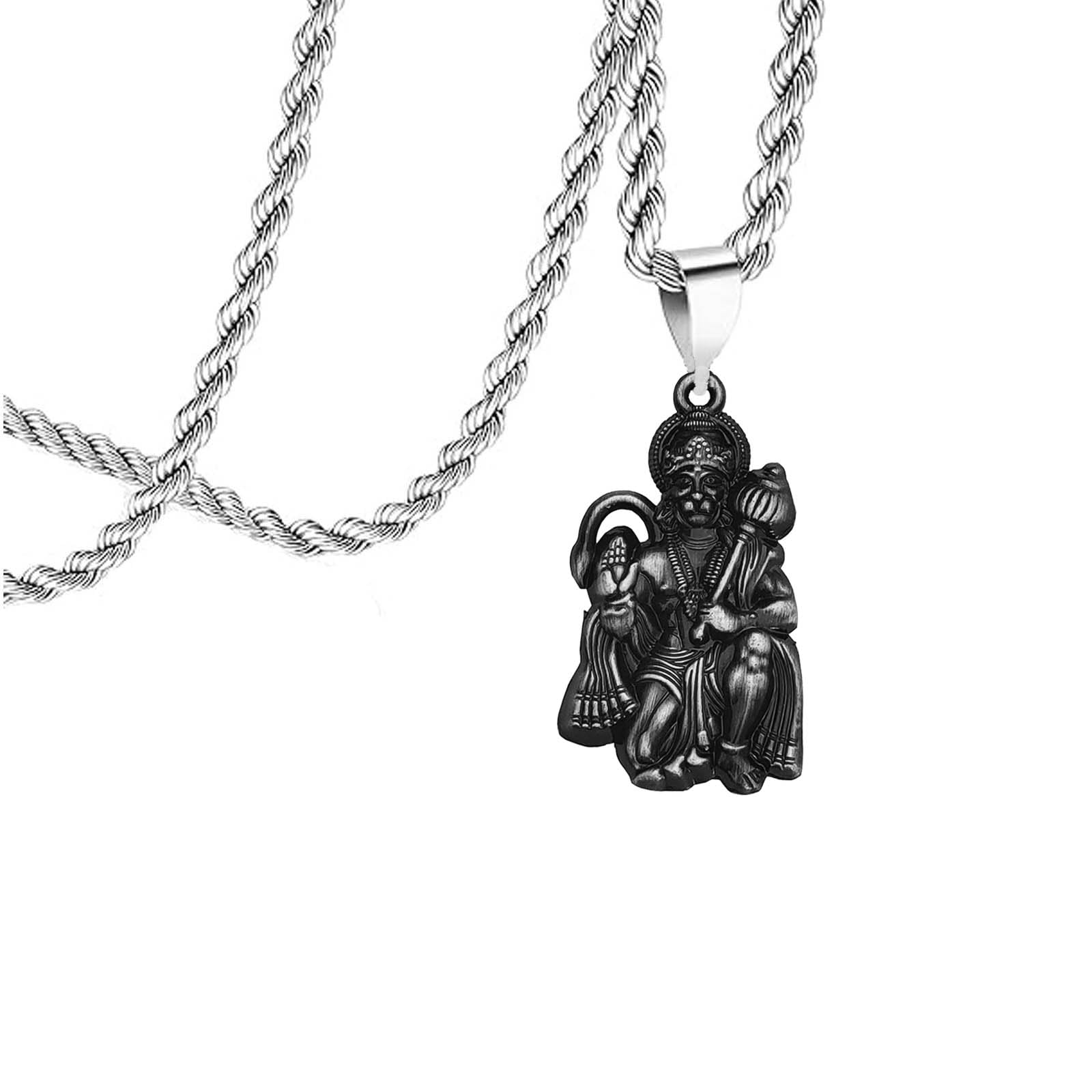 Hindu Lord Bajrangbali Hanuman idol Monkey God of Devotion Locket Gold Zinc And Metal Pendant Necklace Chain For Men And Women SPn2024123-image-26