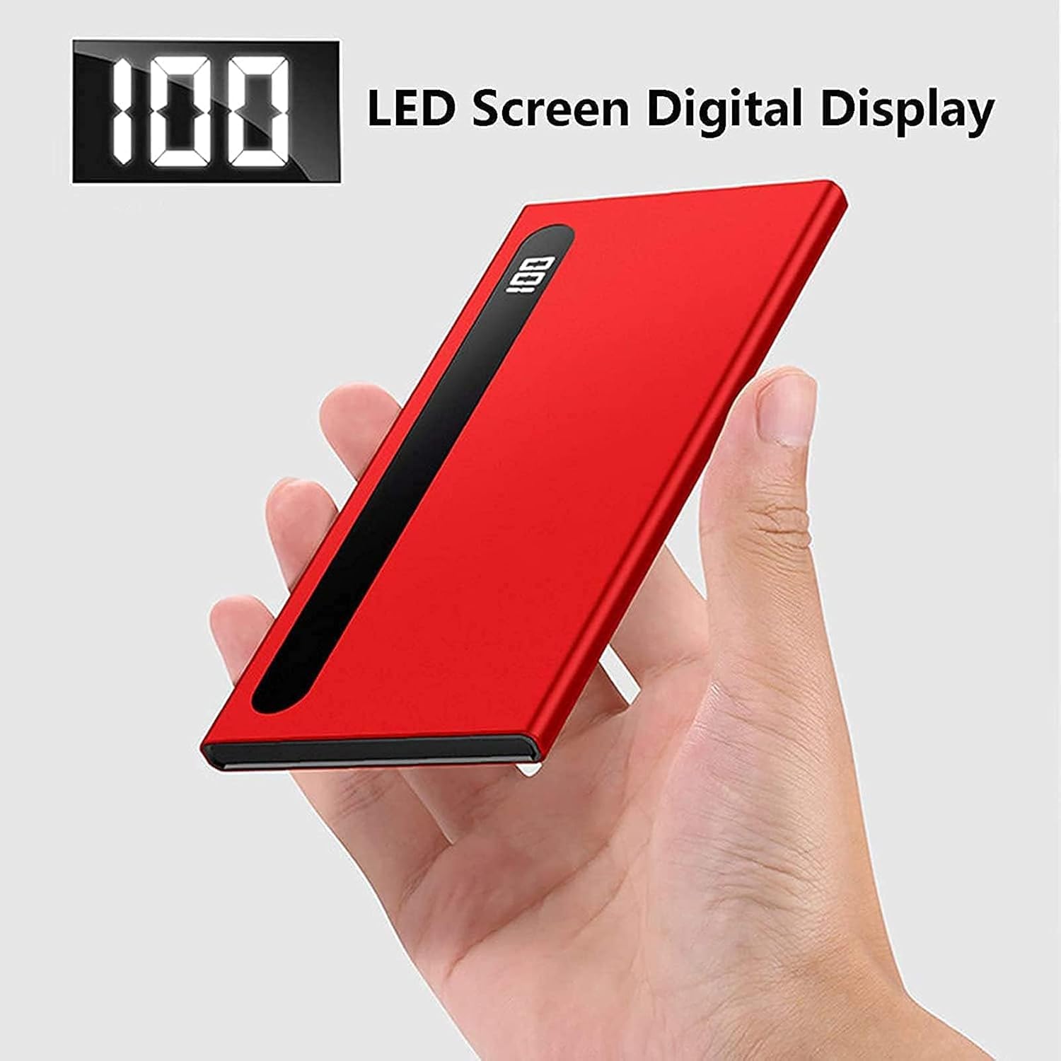 Power Bank 100000mah Batteria Esterna Ultra Alta capacità USB C Powerbank Caricabatterie Portatile Batteria 2.1a Doppia Uscita USB Display Digitale LED Caricabatterie per Cellulari PE, Red