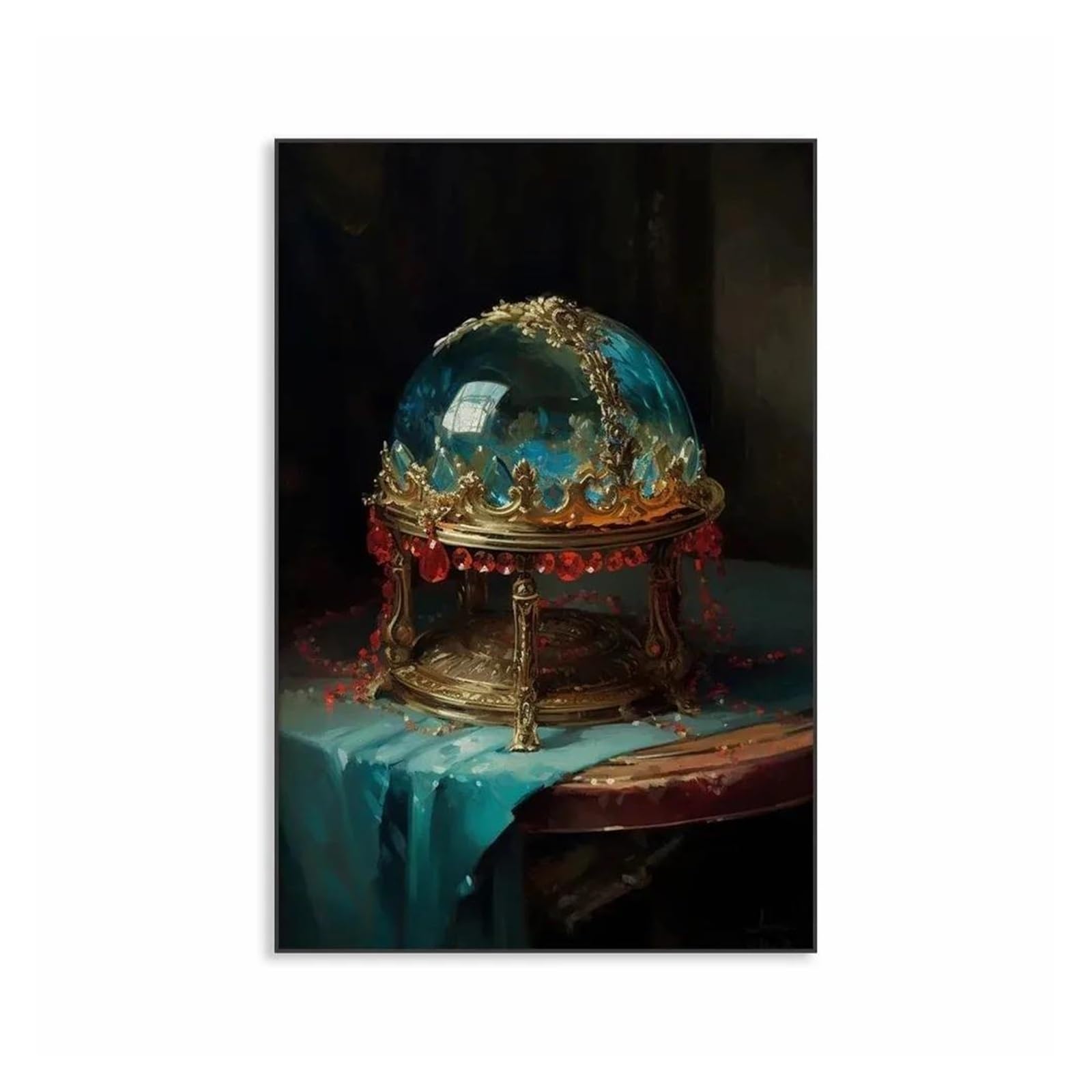 Tableau de peinture à l'huile de portrait baroque vintage et affiche rétro de toile