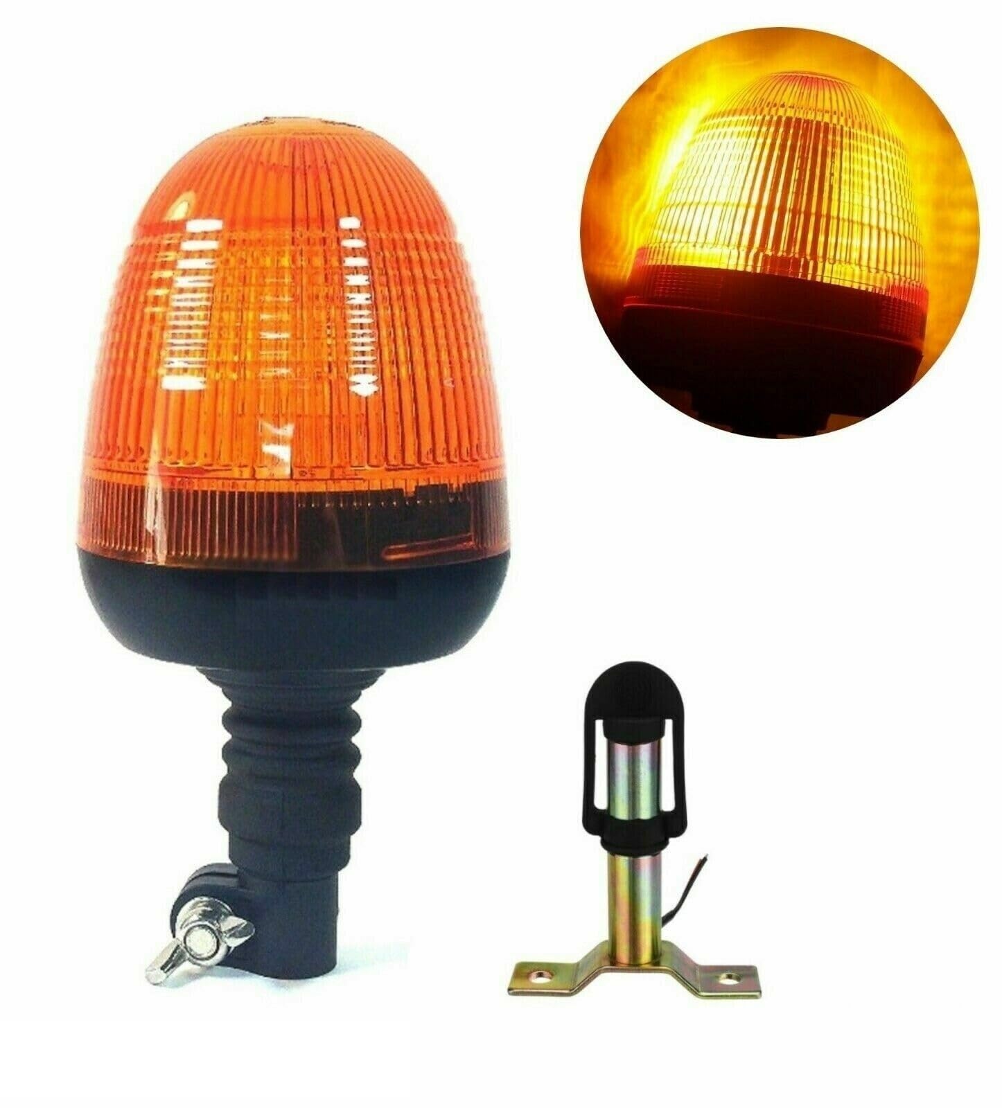 Ama Tractor-zwaailicht: 18 LED-zwaailicht, 12-24 V x 3 W, flits met 7 functies, flexibele aluminium voet