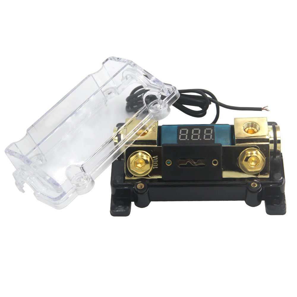 ZOOKOTO Portafusibili ANL 100A Per Autoradio Con Display LED Tensione - Ingresso/Uscita 0/2/4 Gauge - 3