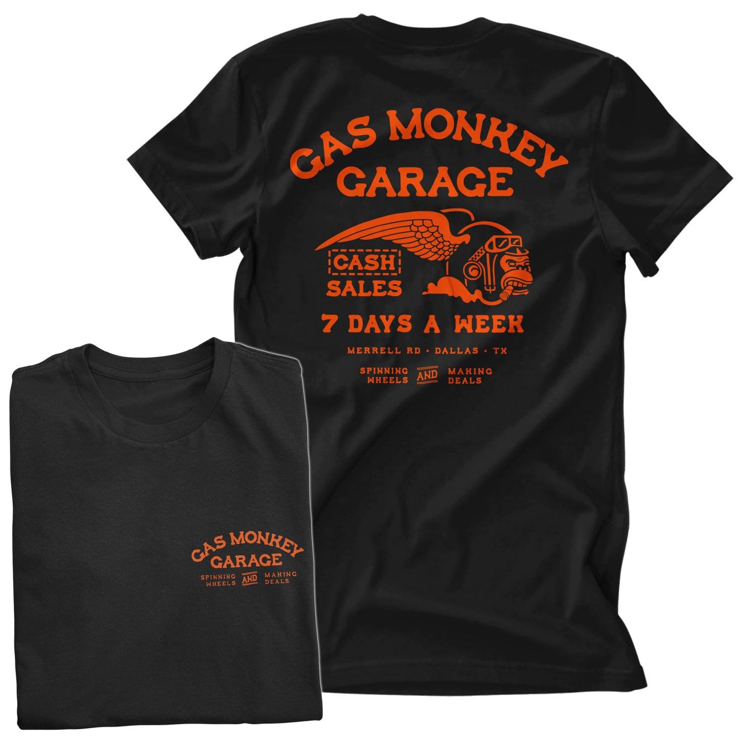 Gas Monkey Garage Officially Licensed Cash Monkey Mens T-Shirt (Black), XXX-Large
