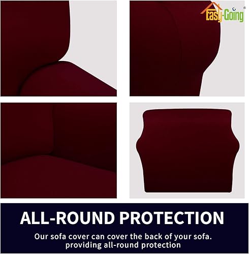 Miniatura 3 de Easy-Going Funda elástica de forro polar para sofá de elastano, suave, antideslizante, protector de muebles lavable con espuma antideslizante y