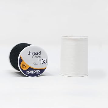 KORBOND Polyester Sewing Thread Set - 640m Total - 160m Spools - x 2 Black and x 2 White, for Hand and Machine Sewing
