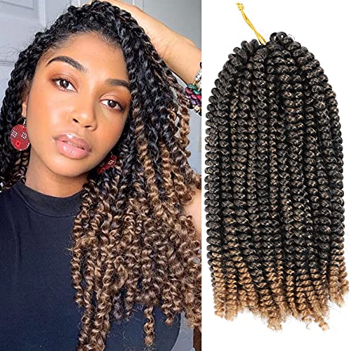 Spring Twist Hair 8 Packs 12inches,Spring Twist Crochet Hair for Black Women,Passion Twist Crochet Hair Bomb Twist Short Crochet Braids，Synthetic Braiding Hair Extensions