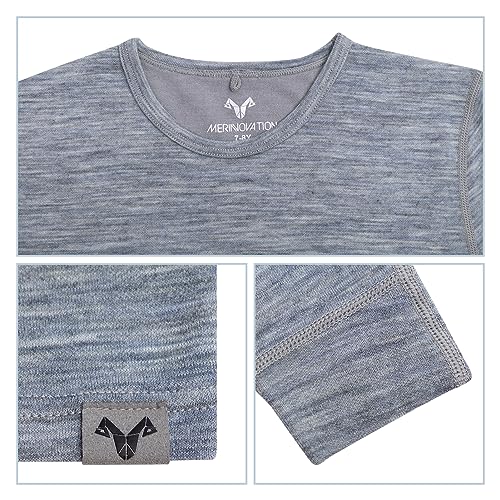 MERINNOVATION Merino Wool Base Layer Set for Kids Top and Bottom Thermal Underwear Long Sleeve2
